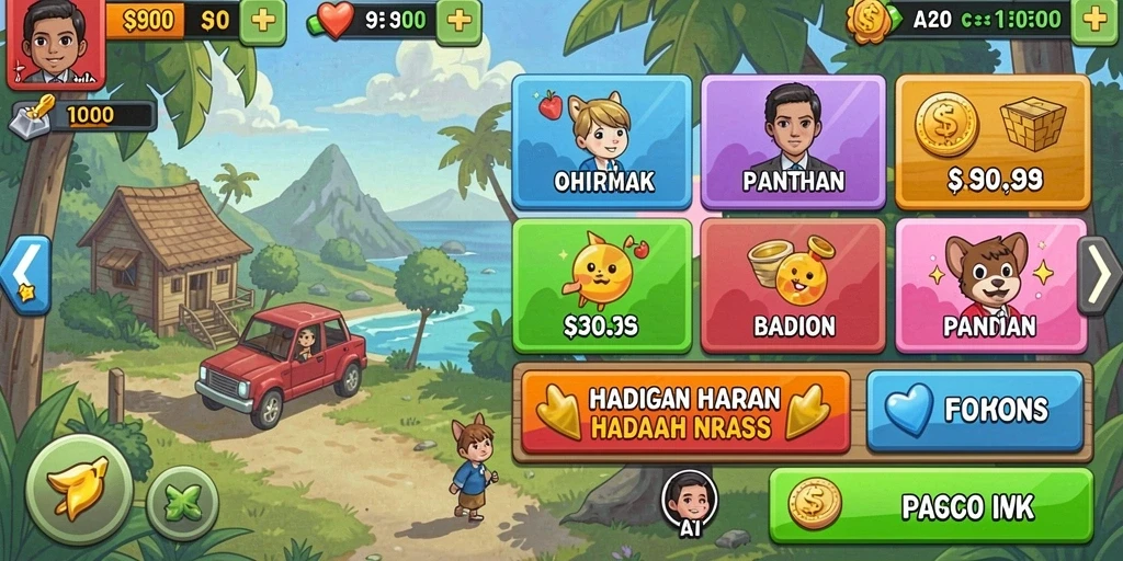 Menu navigasi yang mudah digunakan untuk menemukan permainan.